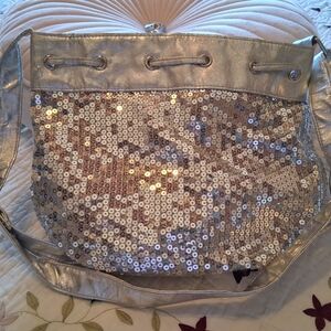 Sequin Shoulder Bag - Silver